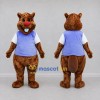 Custom Brown and Purple Beaver in T Shirt Mascot Costume Adult Full Body Suit for School Events Custom Brown and Purple Beaver in T Shirt Mascot Costume Adult Full Body Suit for School Events