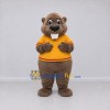 Custom Gray Brown and Yellow Beaver in T Shirt Mascot Costume Adult Full Body Suit for School Events Custom Gray Brown and Yellow Beaver in T Shirt Mascot Costume Adult Full Body Suit for School Events
