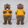 Custom Gray Brown and Yellow Beaver in T Shirt Mascot Costume Adult Full Body Suit for School Events