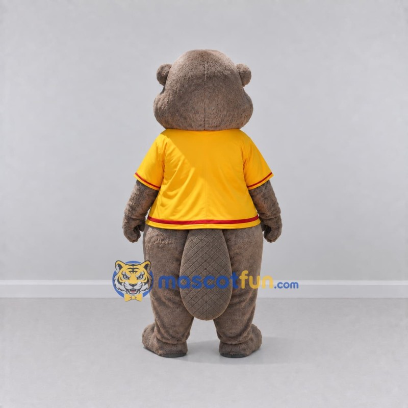 Custom Gray Brown and Yellow Beaver in T Shirt Mascot Costume Adult Full Body Suit for School Events Custom Gray Brown and Yellow Beaver in T Shirt Mascot Costume Adult Full Body Suit for School Events