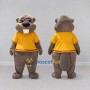 Custom Gray Brown and Yellow Beaver in T Shirt Mascot Costume Adult Full Body Suit for School Events