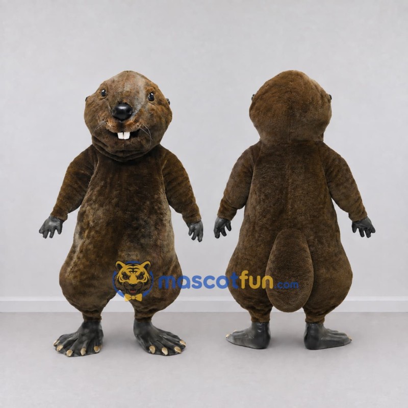 Custom Dark Brown Beaver Mascot Costume Adult Full Body Suit for Wildlife Events Custom Dark Brown Beaver Mascot Costume Adult Full Body Suit for Wildlife Events