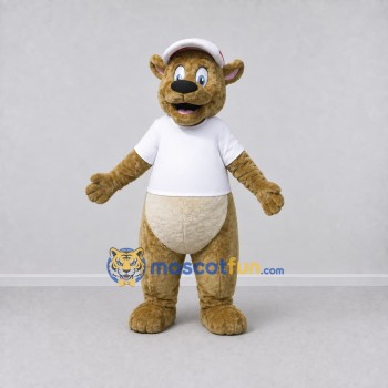 Custom Tan and White Kangaroo in T Shirt Mascot Costume Adult Full Body Suit for School Events