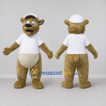 Custom Tan and White Kangaroo in T Shirt Mascot Costume Adult Full Body Suit for School Events
