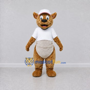 Custom Tan and White Kangaroo in T Shirt Mascot Costume Adult Full Body Suit for School Events