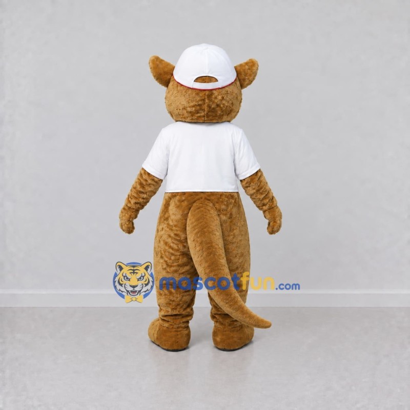 Custom Tan and White Kangaroo in T Shirt Mascot Costume Adult Full Body Suit for School Events Custom Tan and White Kangaroo in T Shirt Mascot Costume Adult Full Body Suit for School Events