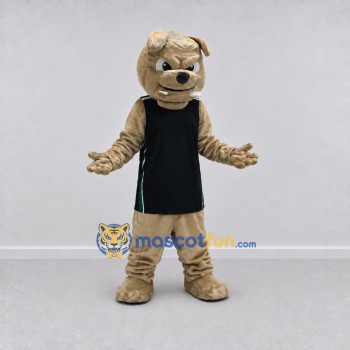 Custom Tan and Black Bulldog in Sportswear Mascot Costume Adult Full Body Suit for Sports Events