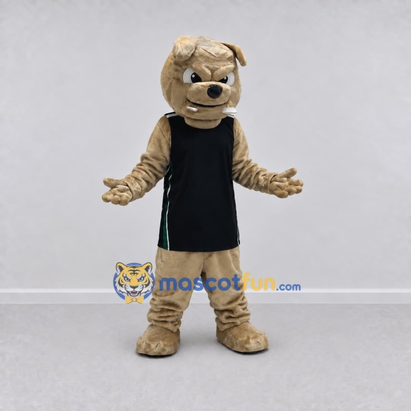 Custom Tan and Black Bulldog in Sportswear Mascot Costume Adult Full Body Suit for Sports Events