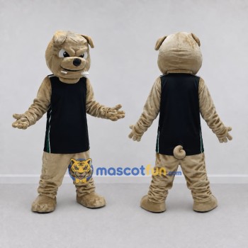 Custom Tan and Black Bulldog in Sportswear Mascot Costume Adult Full Body Suit for Sports Events