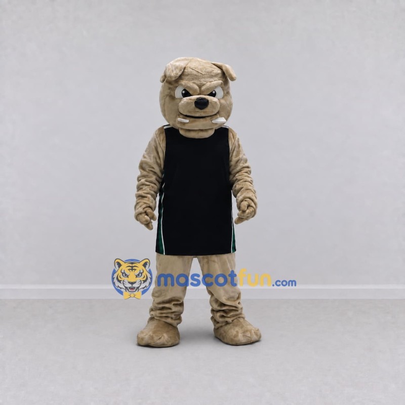 Custom Tan and Black Bulldog in Sportswear Mascot Costume Adult Full Body Suit for Sports Events