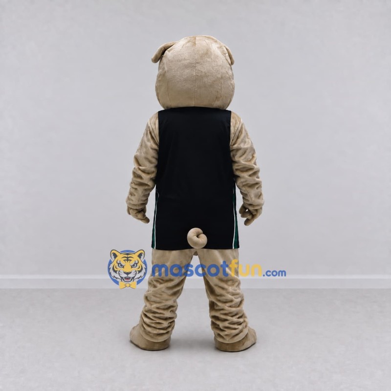 Custom Tan and Black Bulldog in Sportswear Mascot Costume Adult Full Body Suit for Sports Events