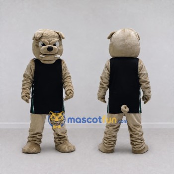 Custom Tan and Black Bulldog in Sportswear Mascot Costume Adult Full Body Suit for Sports Events