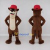 Custom Brown Cream and Red Otter in Cap Mascot Costume Adult Full Body Suit for School Events Custom Brown Cream and Red Otter in Cap Mascot Costume Adult Full Body Suit for School Events