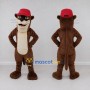 Custom Brown Cream and Red Otter in Cap Mascot Costume Adult Full Body Suit for School Events