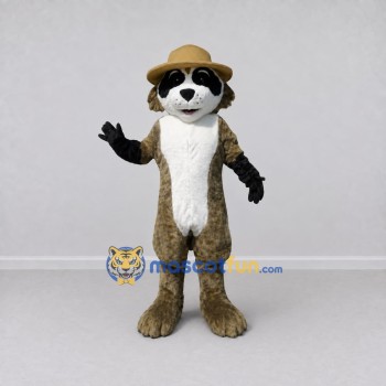 Custom Brown and White Raccoon in Hat Mascot Costume Adult Full Body Suit for Outdoor Events Custom Brown and White Raccoon in Hat Mascot Costume Adult Full Body Suit for Outdoor Events