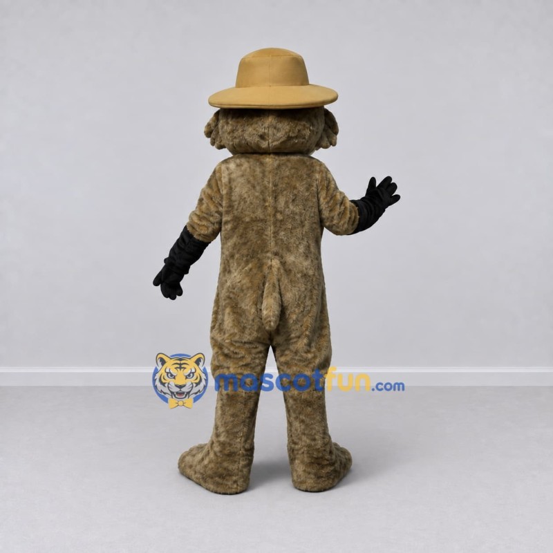 Custom Brown and White Raccoon in Hat Mascot Costume Adult Full Body Suit for Outdoor Events Custom Brown and White Raccoon in Hat Mascot Costume Adult Full Body Suit for Outdoor Events