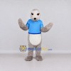 Custom Light Gray and Blue Seal in T Shirt Mascot Costume Adult Full Body Suit for Ocean Events Custom Light Gray and Blue Seal in T Shirt Mascot Costume Adult Full Body Suit for Ocean Events