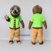 Custom Brown Lime Green and Tan Sloth in Shirt and Tie Mascot Costume Adult Full Body Suit for School Events