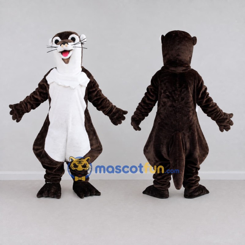 Custom Dark Brown and White Otter Mascot Costume Adult Full Body Suit for Wildlife Events
