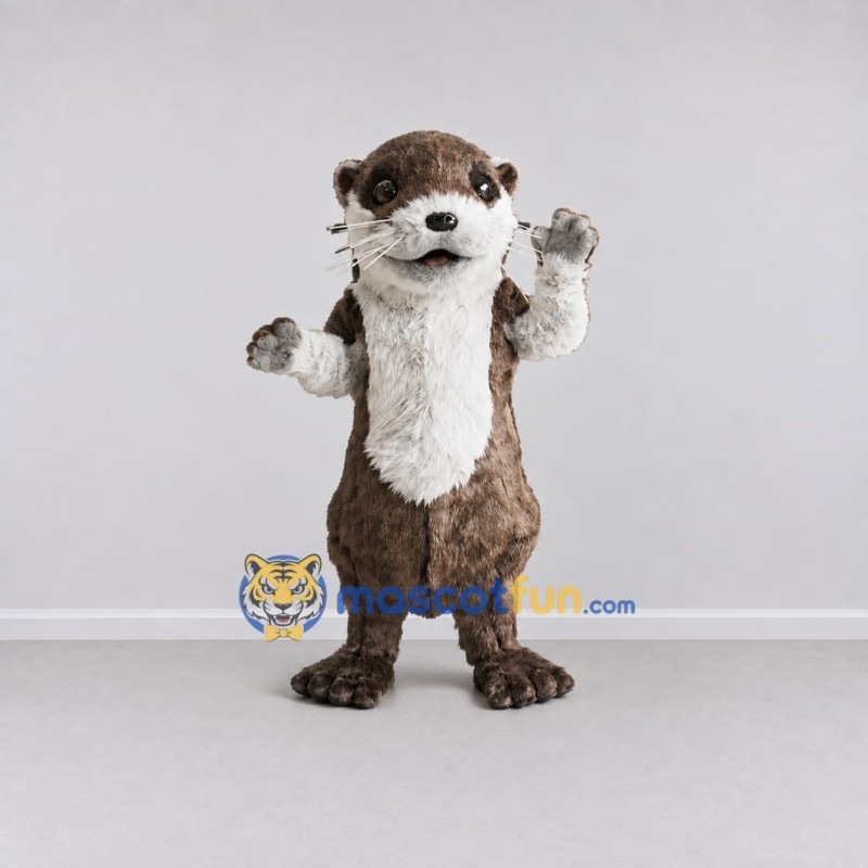 Custom Brown and White Otter Mascot Costume Adult Full Body Suit for Wildlife Events Custom Brown and White Otter Mascot Costume Adult Full Body Suit for Wildlife Events