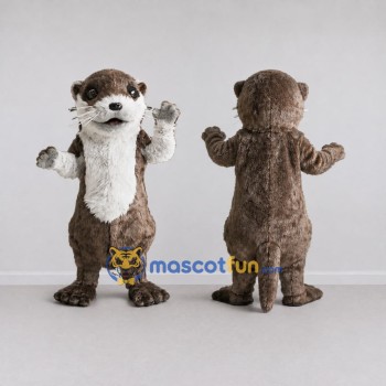 Custom Brown and White Otter Mascot Costume Adult Full Body Suit for Wildlife Events