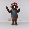 Custom Brown Gray and Red Beaver in Cap Mascot Costume Adult Full Body Suit for School Events Custom Brown Gray and Red Beaver in Cap Mascot Costume Adult Full Body Suit for School Events