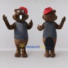 Custom Brown Gray and Red Beaver in Cap Mascot Costume Adult Full Body Suit for School Events Custom Brown Gray and Red Beaver in Cap Mascot Costume Adult Full Body Suit for School Events