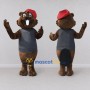 Custom Brown Gray and Red Beaver in Cap Mascot Costume Adult Full Body Suit for School Events