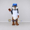 Custom Brown White and Blue Animal Character in Cap and Glasses Mascot Costume Adult Full Body Suit for School Events