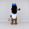 Custom Brown White and Blue Animal Character in Cap and Glasses Mascot Costume Adult Full Body Suit for School Events