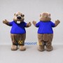 Custom Tan and Blue Beaver in T Shirt Mascot Costume Adult Full Body Suit for School Events