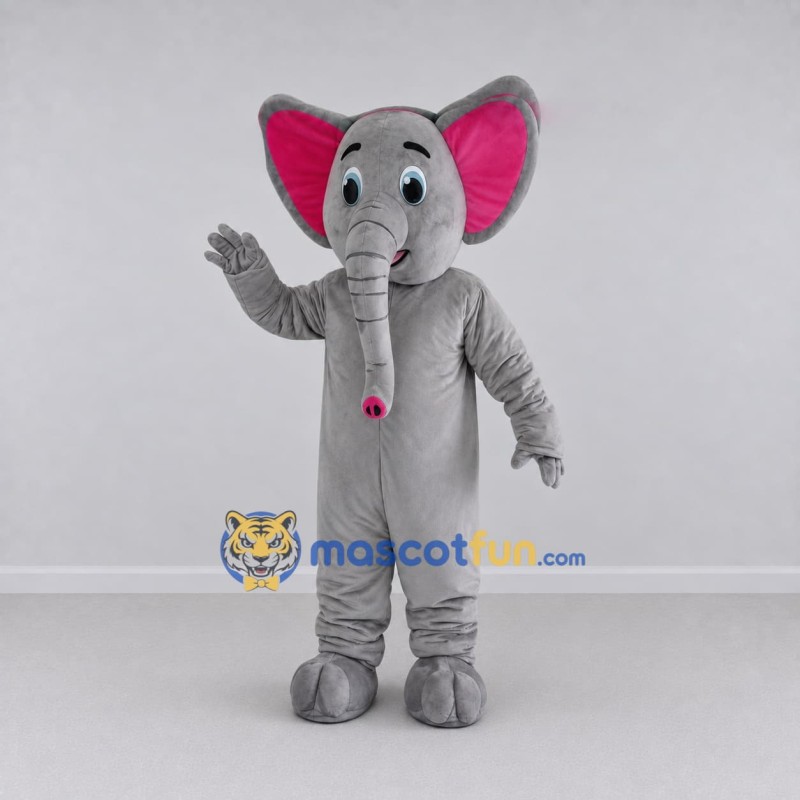 Custom Gray and Pink Elephant Mascot Costume Adult Full Body Suit for School Events Custom Gray and Pink Elephant Mascot Costume Adult Full Body Suit for School Events