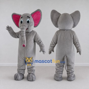Custom Gray and Pink Elephant Mascot Costume Adult Full Body Suit for School Events