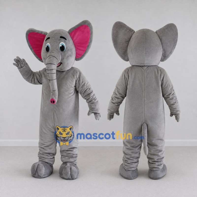 Custom Gray and Pink Elephant Mascot Costume Adult Full Body Suit for School Events Custom Gray and Pink Elephant Mascot Costume Adult Full Body Suit for School Events
