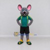 Custom Gray and Green Mouse in Sportswear Mascot Costume Adult Full Body Suit for Sports Events Custom Gray and Green Mouse in Sportswear Mascot Costume Adult Full Body Suit for Sports Events