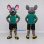 Custom Gray and Green Mouse in Sportswear Mascot Costume Adult Full Body Suit for Sports Events