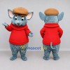 Custom Blue Gray and Red Mouse in Hoodie Mascot Costume Adult Full Body Suit for School Events Custom Blue Gray and Red Mouse in Hoodie Mascot Costume Adult Full Body Suit for School Events