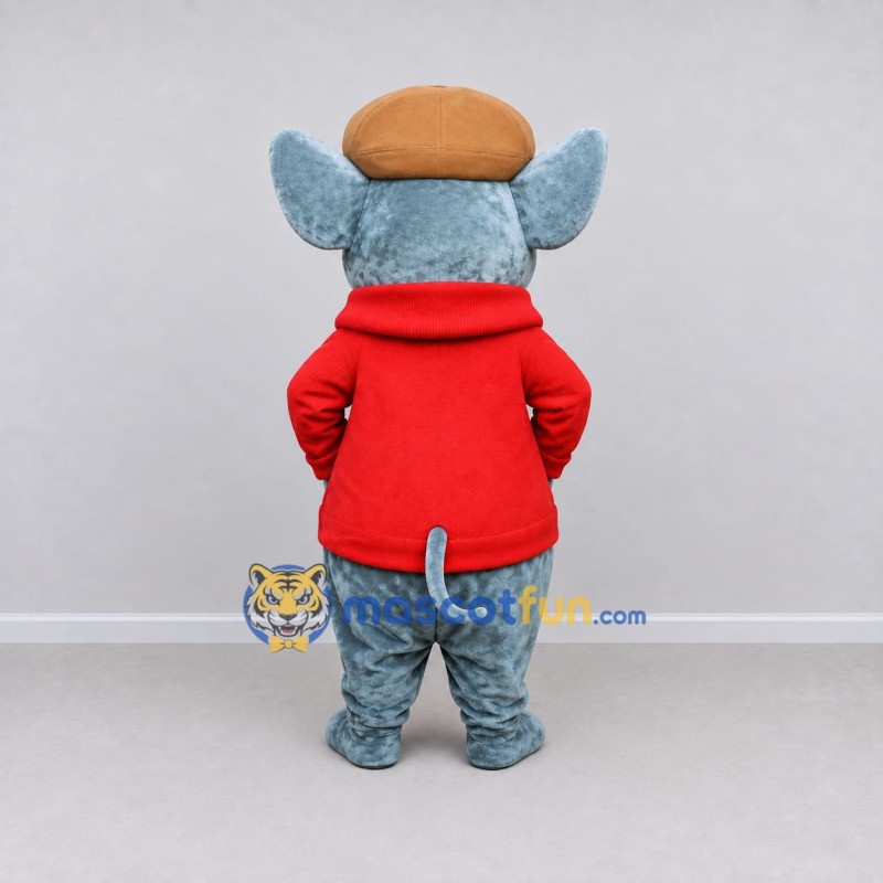 Custom Blue Gray and Red Mouse in Hoodie Mascot Costume Adult Full Body Suit for School Events Custom Blue Gray and Red Mouse in Hoodie Mascot Costume Adult Full Body Suit for School Events