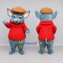 Custom Blue Gray and Red Mouse in Hoodie Mascot Costume Adult Full Body Suit for School Events