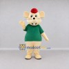 Custom Cream Green and Red Mouse in T Shirt Mascot Costume Adult Full Body Suit for School Events