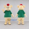 Custom Cream Green and Red Mouse in T Shirt Mascot Costume Adult Full Body Suit for School Events
