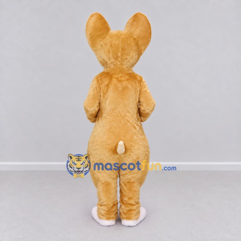 Custom Golden Tan and White Mouse Character Mascot Costume Adult Full Body Suit for School Events