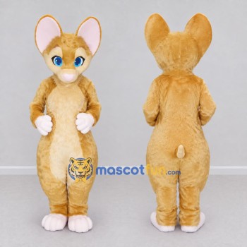 Custom Golden Tan and White Mouse Character Mascot Costume Adult Full Body Suit for School Events