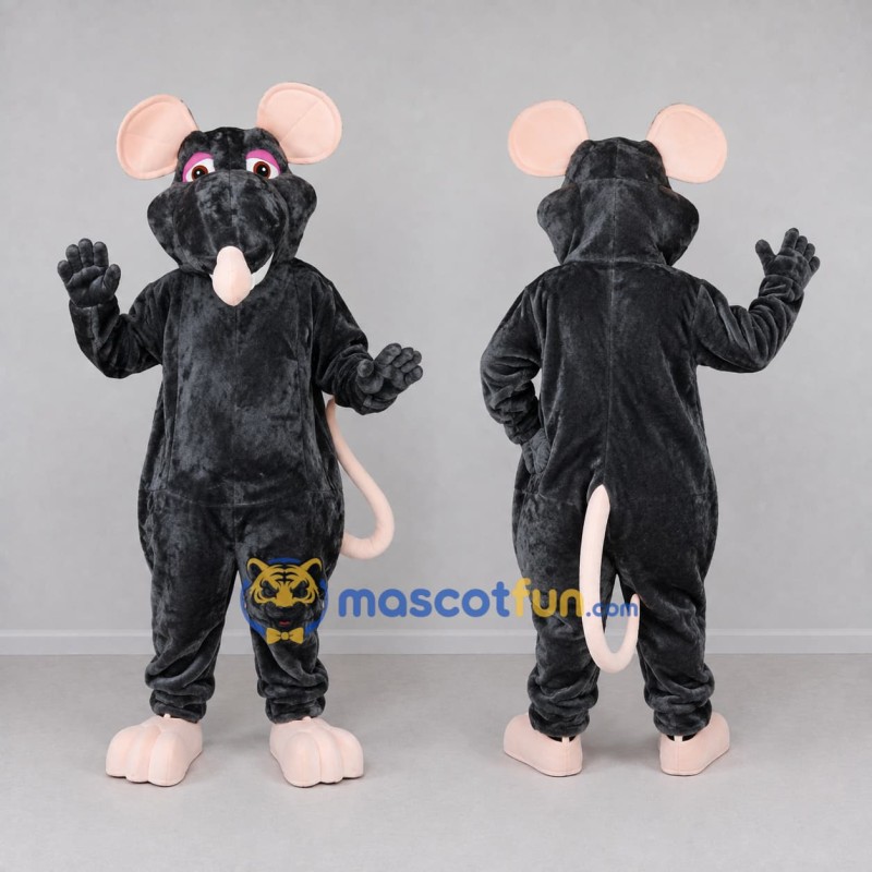 Custom Black and Pink Rat Mascot Costume Adult Full Body Suit for Halloween Events Custom Black and Pink Rat Mascot Costume Adult Full Body Suit for Halloween Events