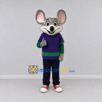 Custom Gray Purple and Green Mouse in Sportswear Mascot Costume Adult Full Body Suit for Sports Events Custom Gray Purple and Green Mouse in Sportswear Mascot Costume Adult Full Body Suit for Sports Events