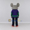 Custom Gray Purple and Green Mouse in Sportswear Mascot Costume Adult Full Body Suit for Sports Events Custom Gray Purple and Green Mouse in Sportswear Mascot Costume Adult Full Body Suit for Sports Events