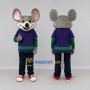 Custom Gray Purple and Green Mouse in Sportswear Mascot Costume Adult Full Body Suit for Sports Events