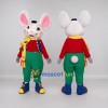Custom White Red and Green Mouse in Overalls Mascot Costume Adult Full Body Suit for School Events