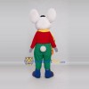 Custom White Red and Green Mouse in Overalls Mascot Costume Adult Full Body Suit for School Events Custom White Red and Green Mouse in Overalls Mascot Costume Adult Full Body Suit for School Events