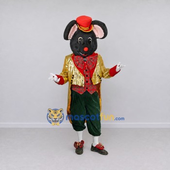Custom Black Gold and Red Mouse in Tailcoat Mascot Costume Adult Full Body Suit for Theme Parties Custom Black Gold and Red Mouse in Tailcoat Mascot Costume Adult Full Body Suit for Theme Parties